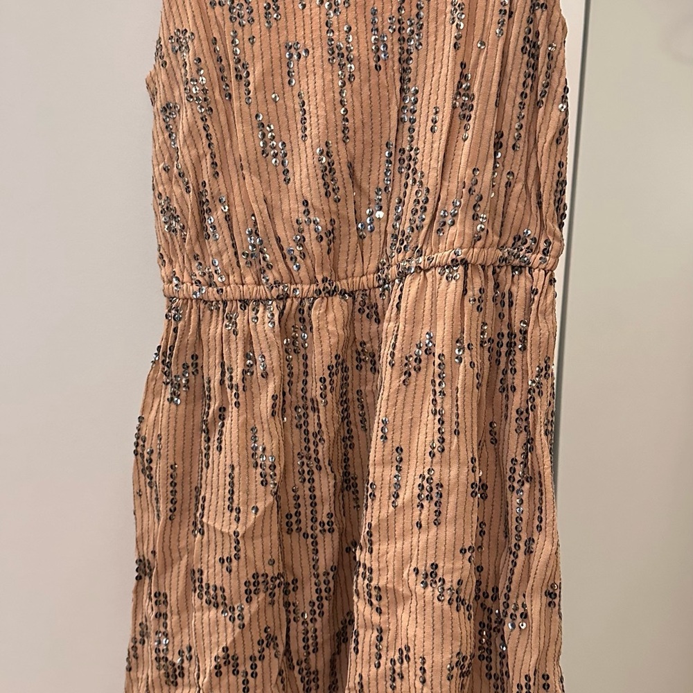 Free People Sequin Embellished Tan Dress
